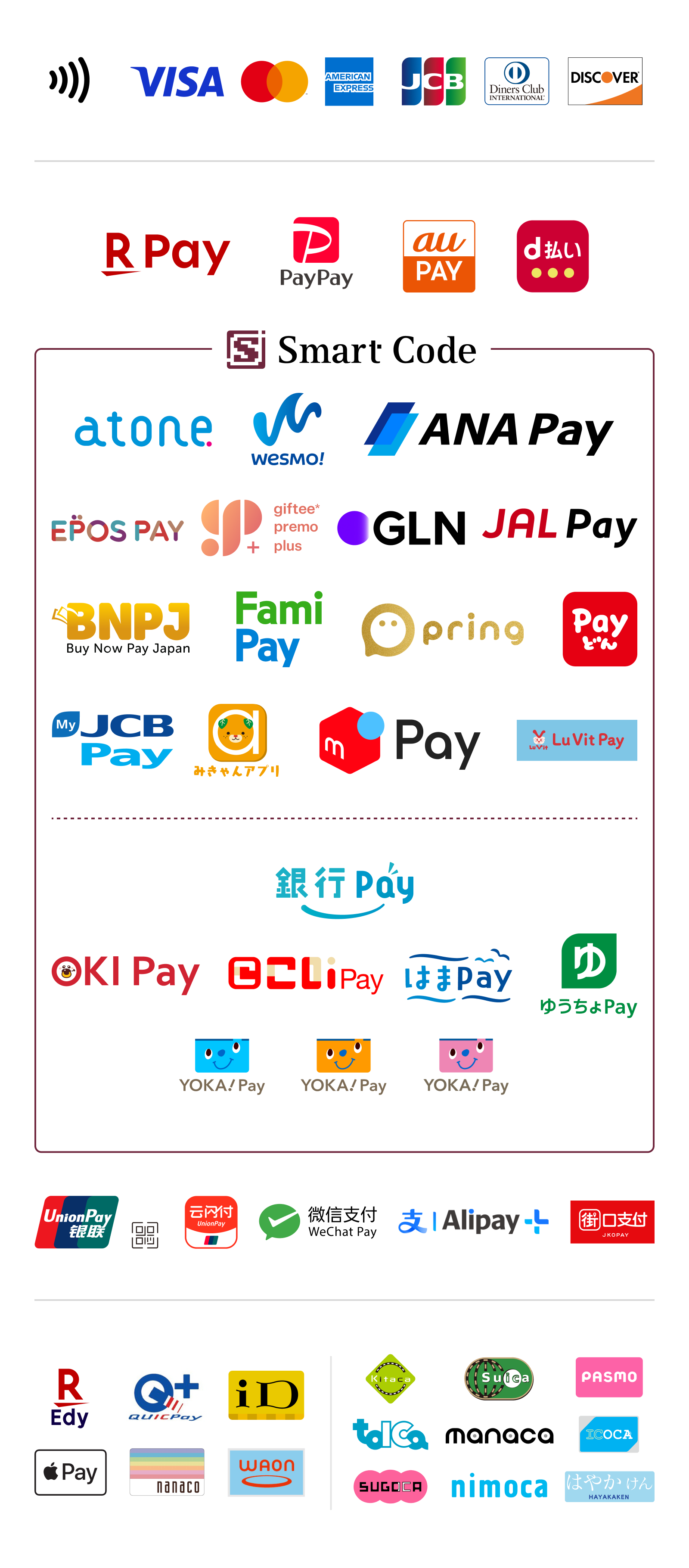 ご利用可能な決済方法
